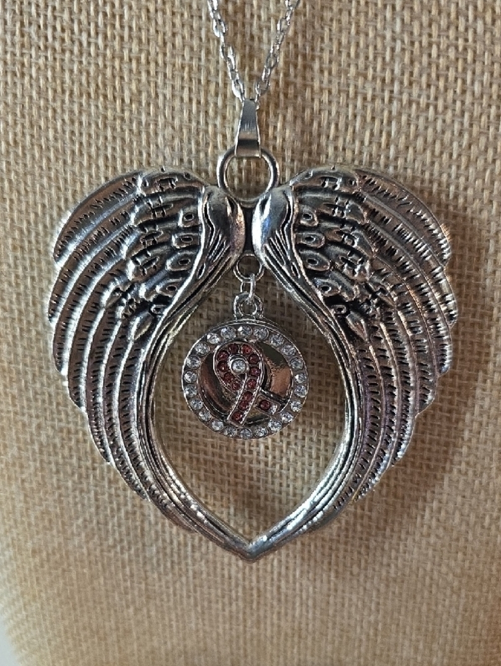 Vintage Ginger Snaps Silver Angel Wings Pendant Necklace w 6 Interchangable Snap - Picture 2 of 6